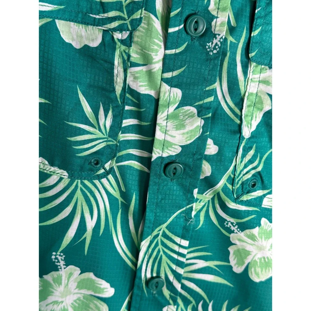 Ocean + Coast Mens Green Tropical Hibiscus Fishing Shirt Short Sleeve Small S - Picture 5 of 6